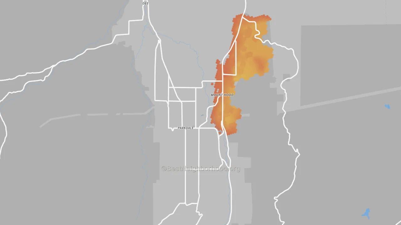 Bike Grade map of Mount Hood-Parkdale, OR