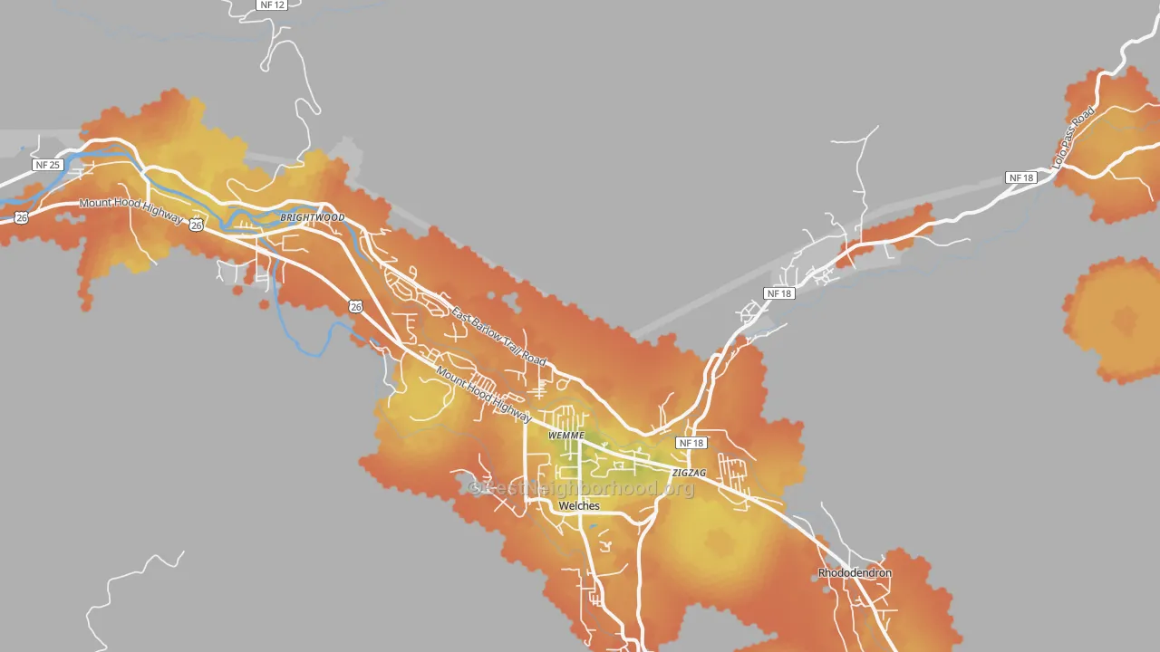 Bike Grade map of Mount Hood Village, OR