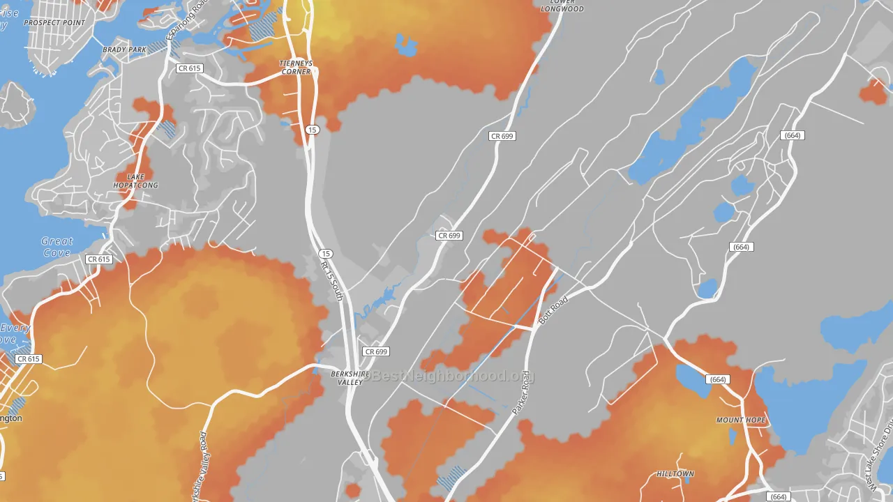 Bike Grade map of Mount Hope, NJ