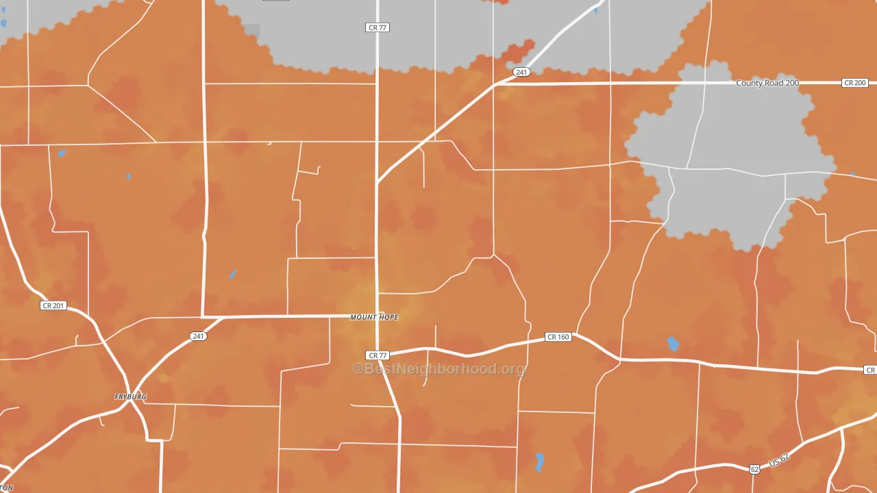 Bike Grade map of Mount Hope, OH