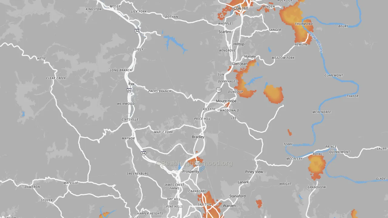 Bike Grade map of Mount Hope, WV
