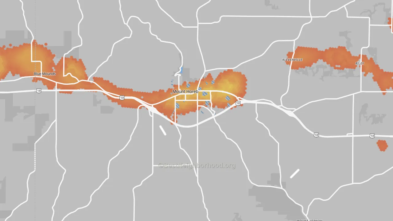 Bike Grade map of Mount Horeb, WI
