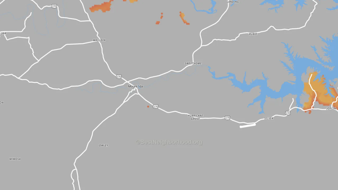 Bike Grade map of Mount Ida, AR
