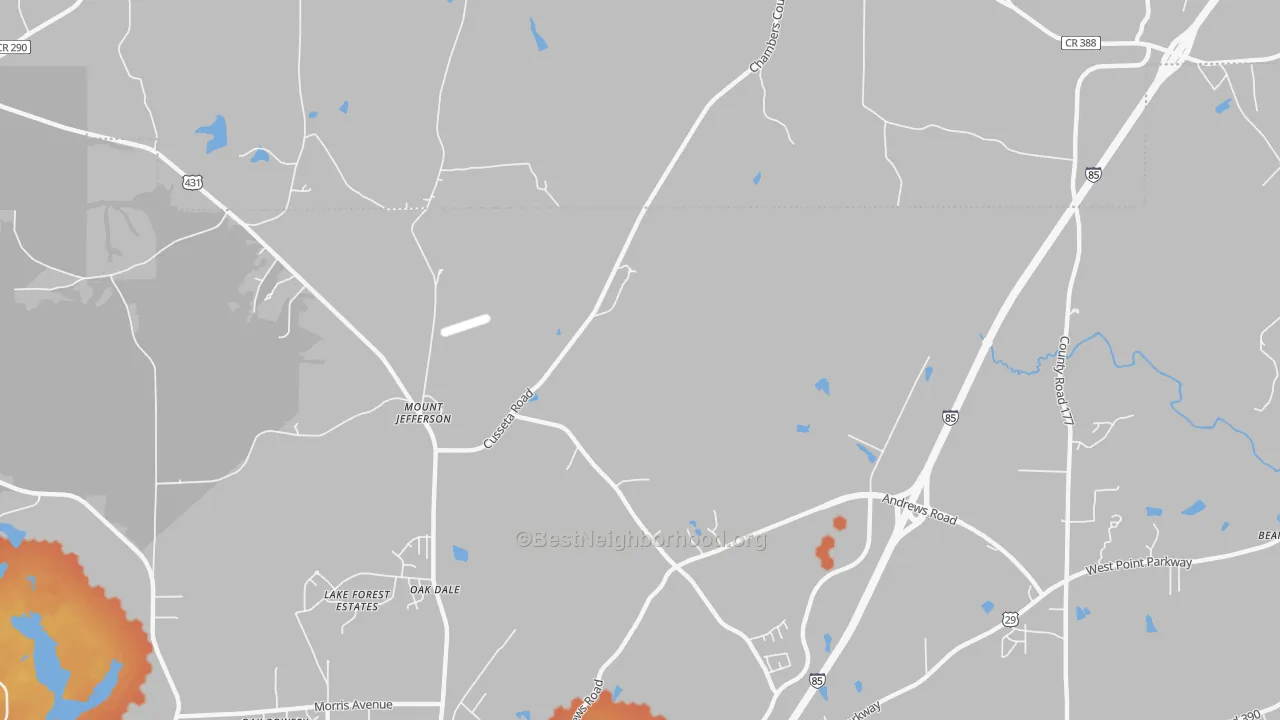 Bike Grade map of Mount Jefferson, AL