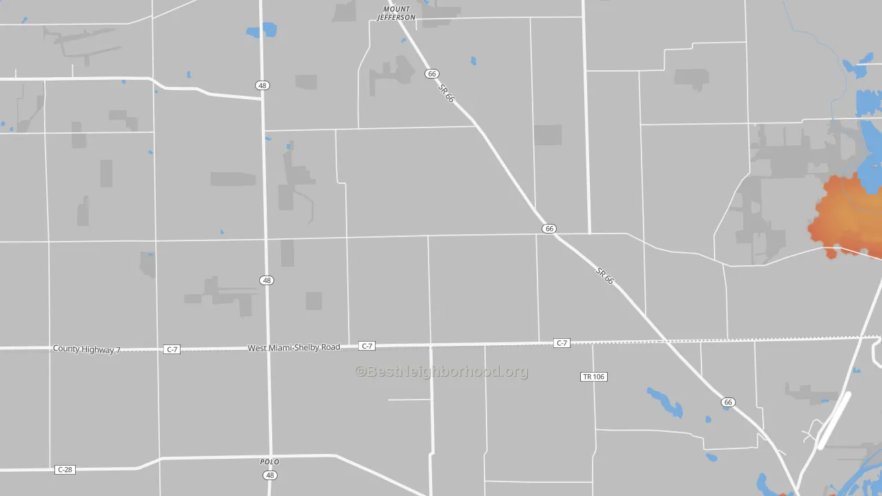 Bike Grade map of Mount Jefferson, OH