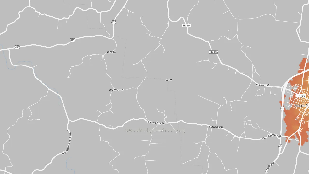 Bike Grade map of Mount Joy, TN
