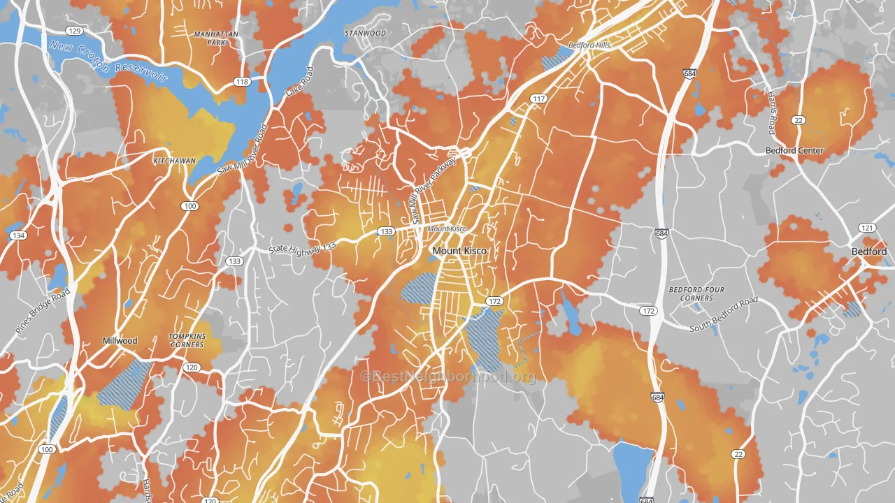 Bike Grade map of Mount Kisco, NY
