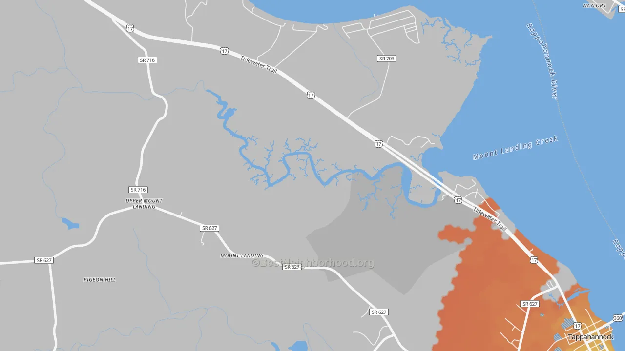 Bike Grade map of Mount Landing, VA