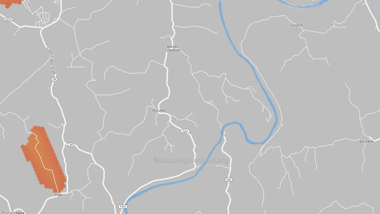 Bike Grade map of Mount Lebanon, KY