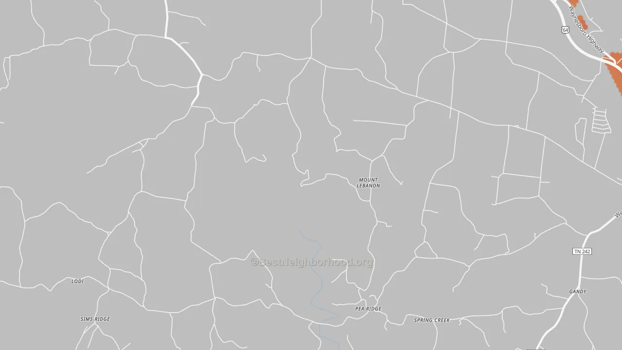 Bike Grade map of Mount Lebanon, TN