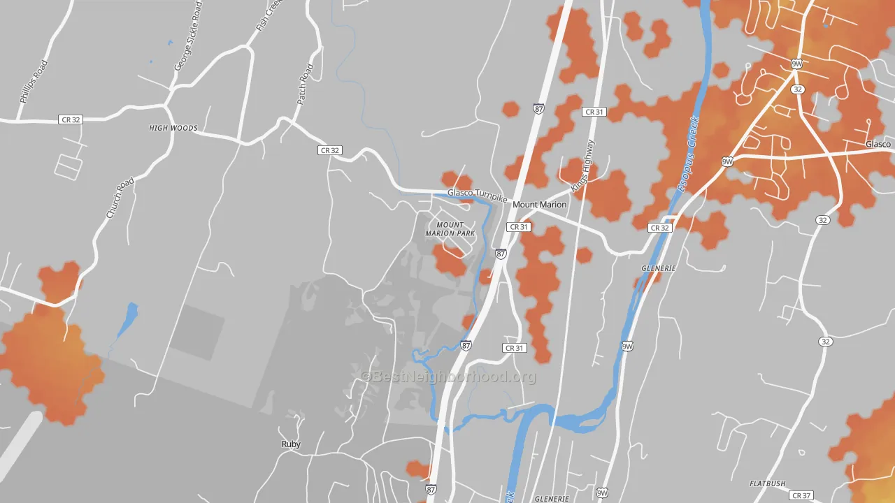Bike Grade map of Mount Marion, NY