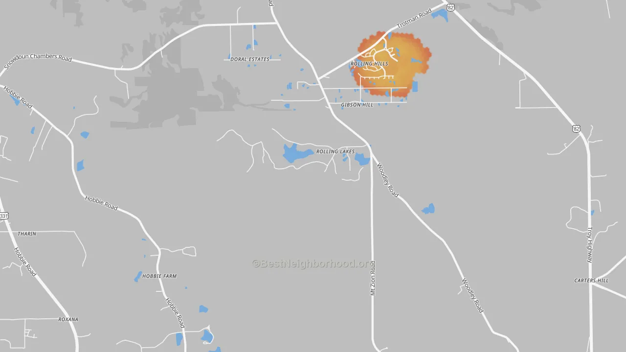 Bike Grade map of Mount Meigs, AL