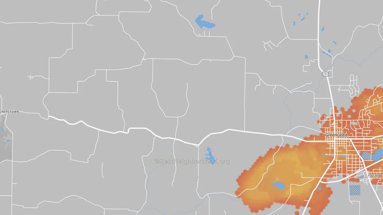 Bike Grade map of Mount Meridian, IN