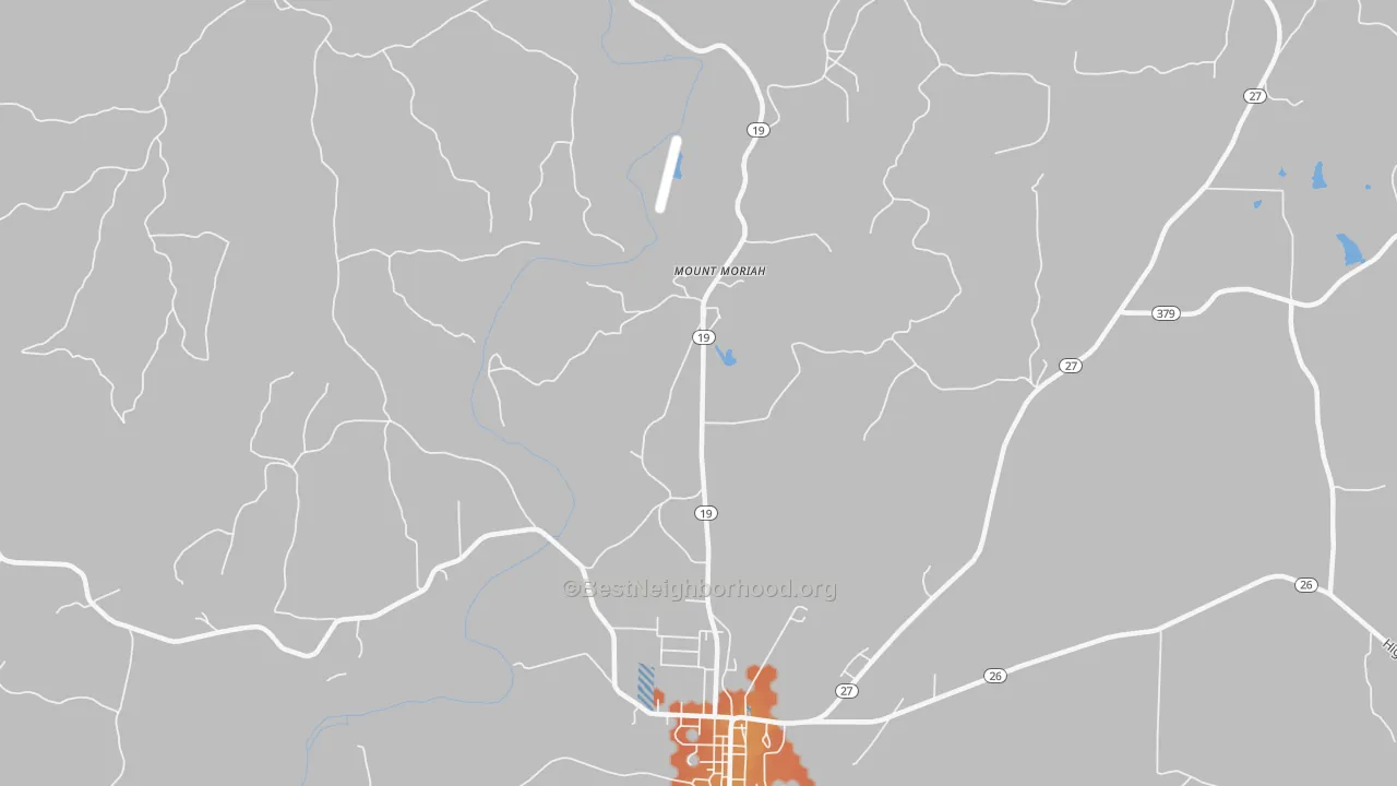 Bike Grade map of Mount Moriah, AR