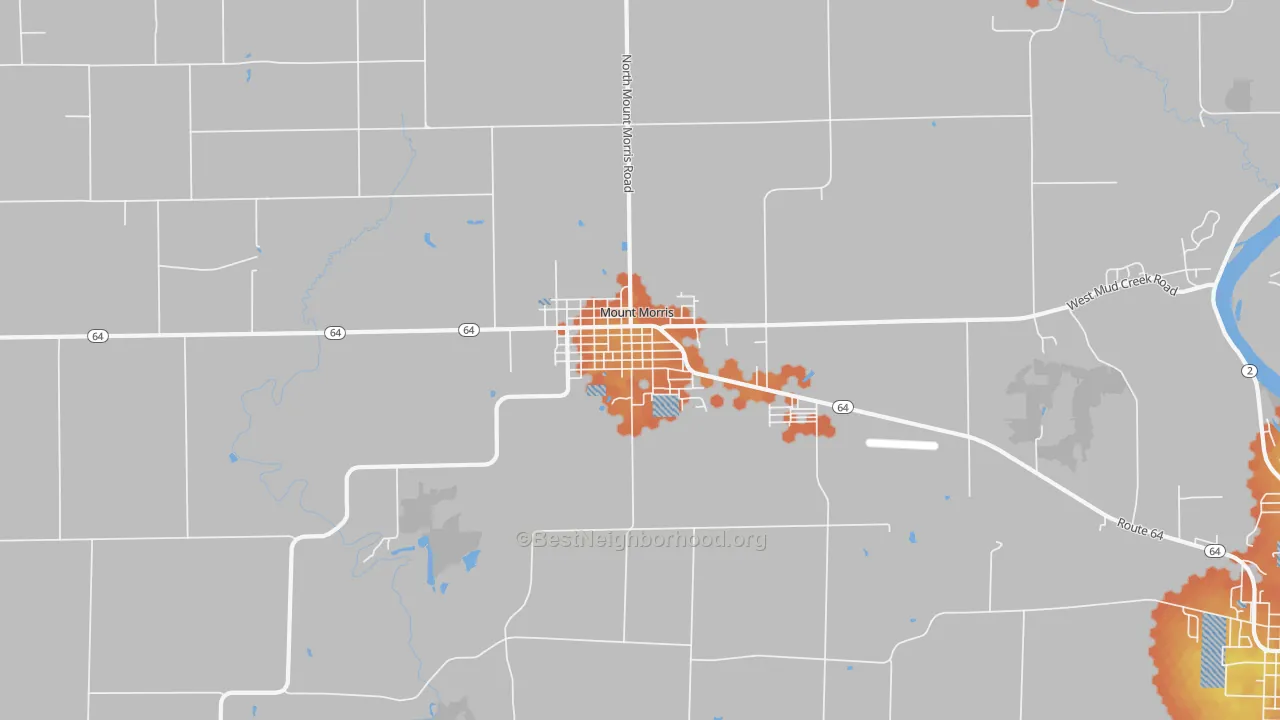 Bike Grade map of Mount Morris, IL