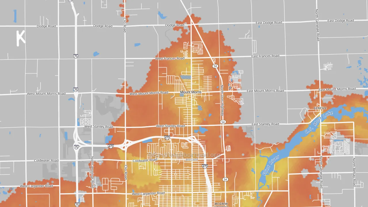 Bike Grade map of Mount Morris, MI