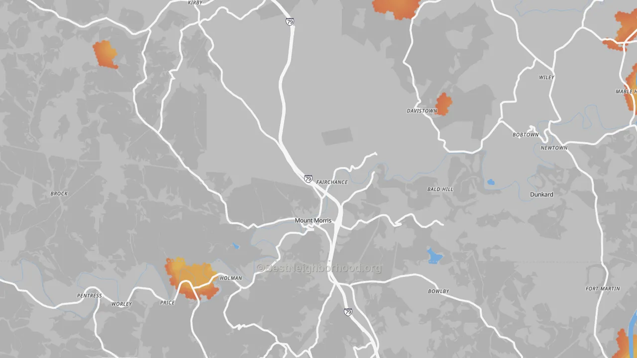 Bike Grade map of Mount Morris, PA