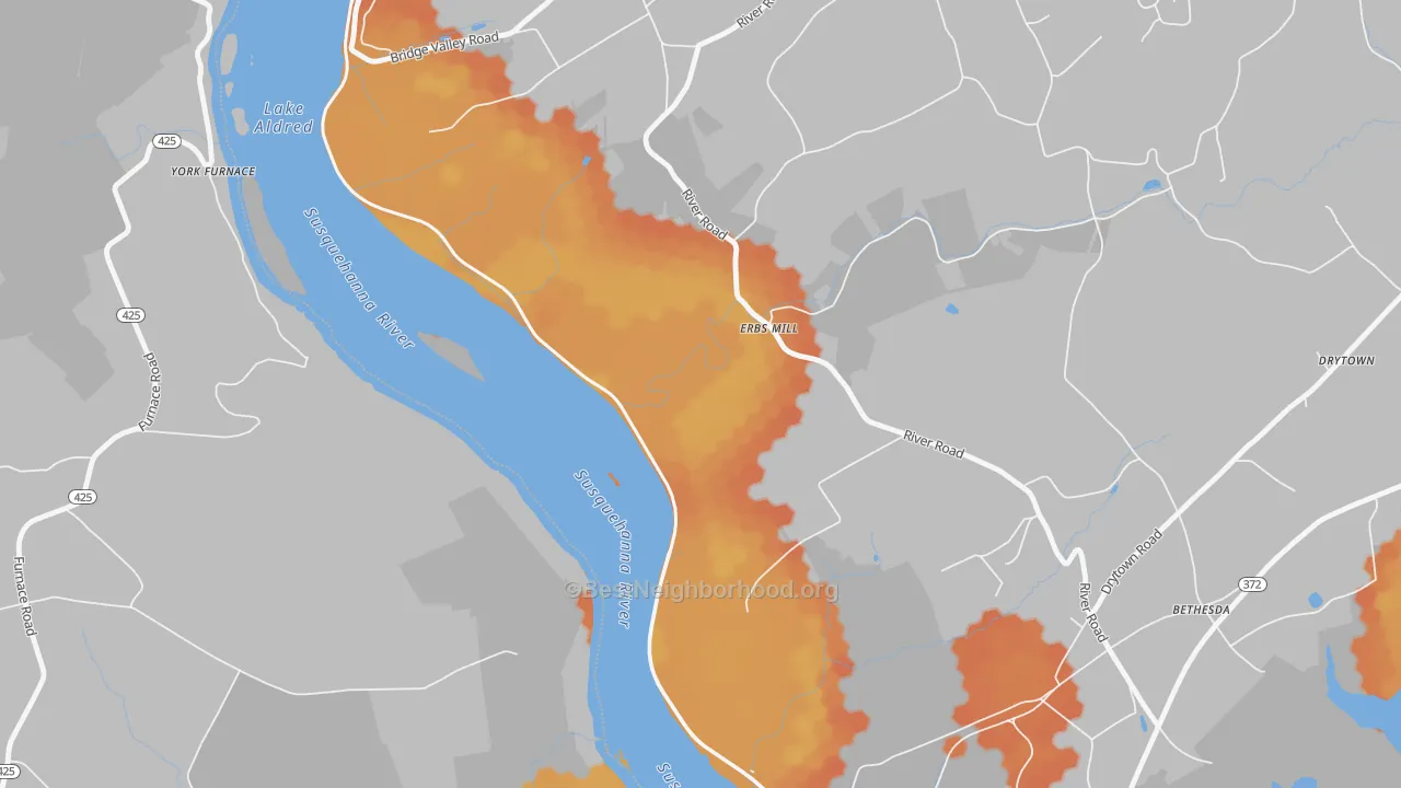 Bike Grade map of Mount Nebo, PA