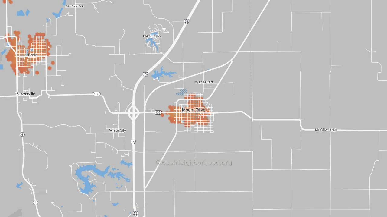 Bike Grade map of Mount Olive, IL