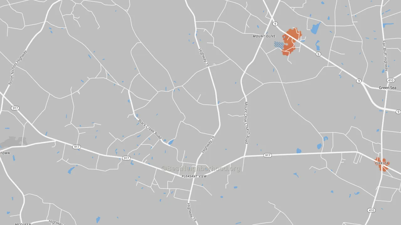 Bike Grade map of Mount Olive, SC