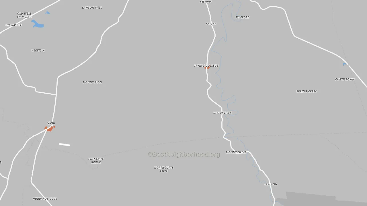 Bike Grade map of Mount Olive, TN