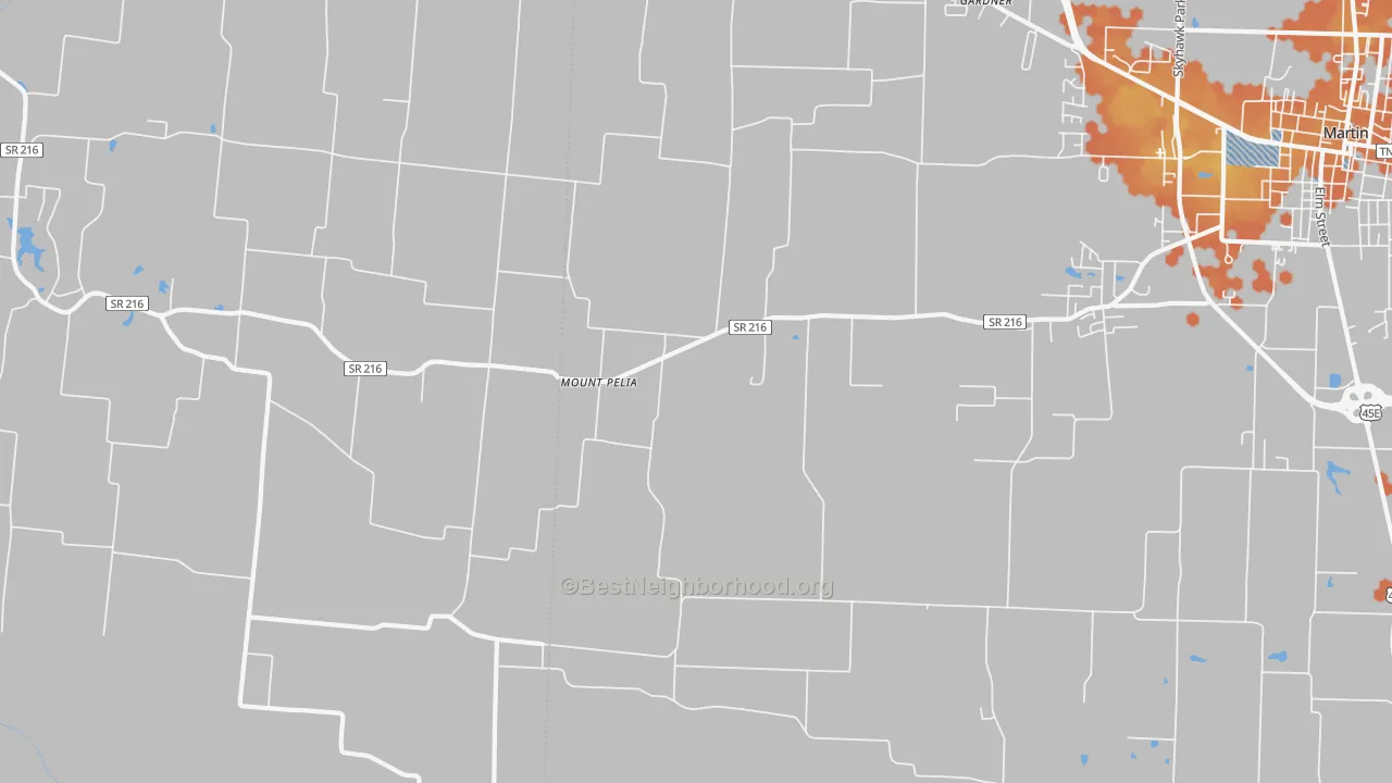 Bike Grade map of Mount Pelia, TN
