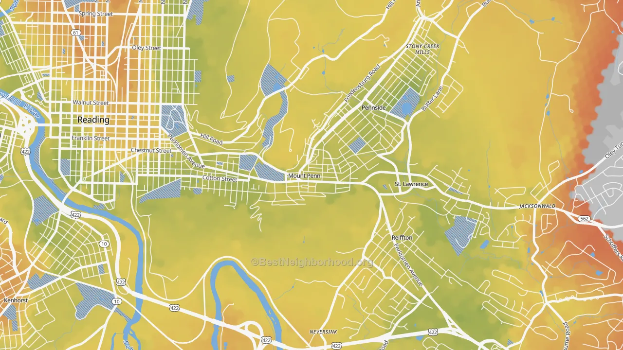 Bike Grade map of Mount Penn, PA