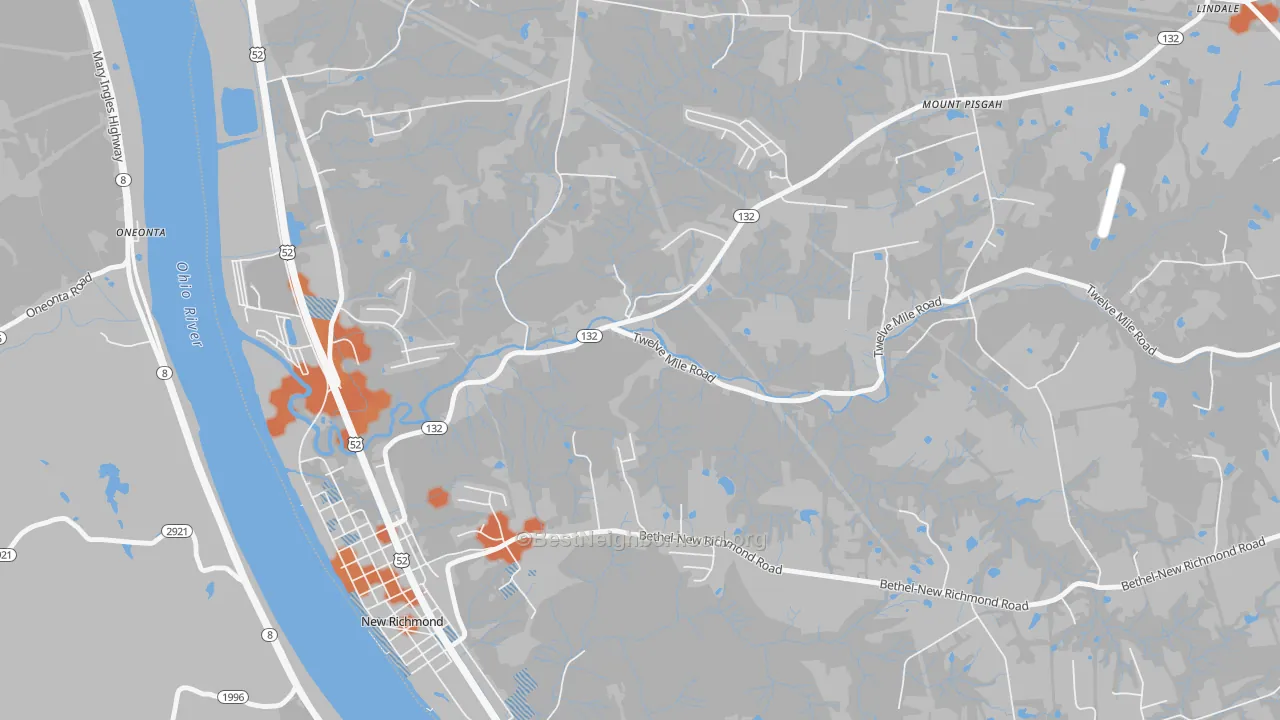 Bike Grade map of Mount Pisgah, OH
