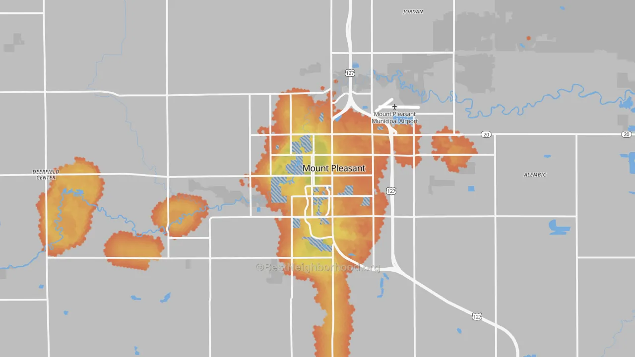 Bike Grade map of Mount Pleasant, MI