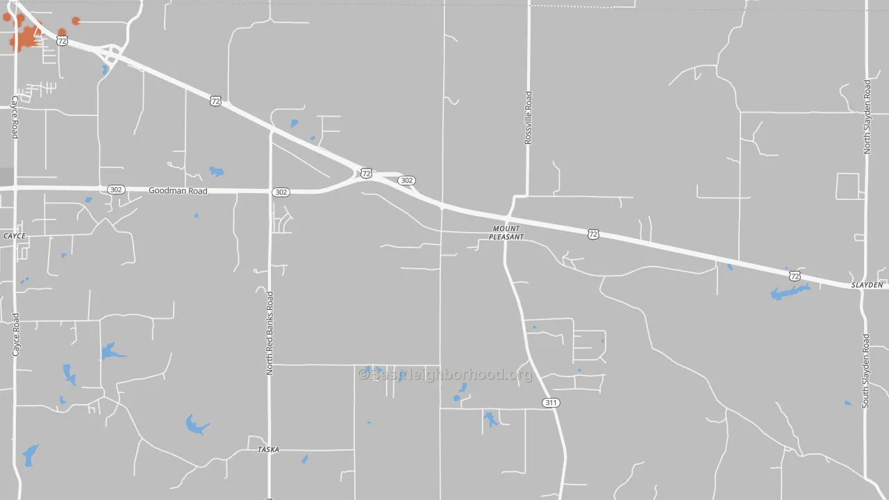 Bike Grade map of Mount Pleasant, MS