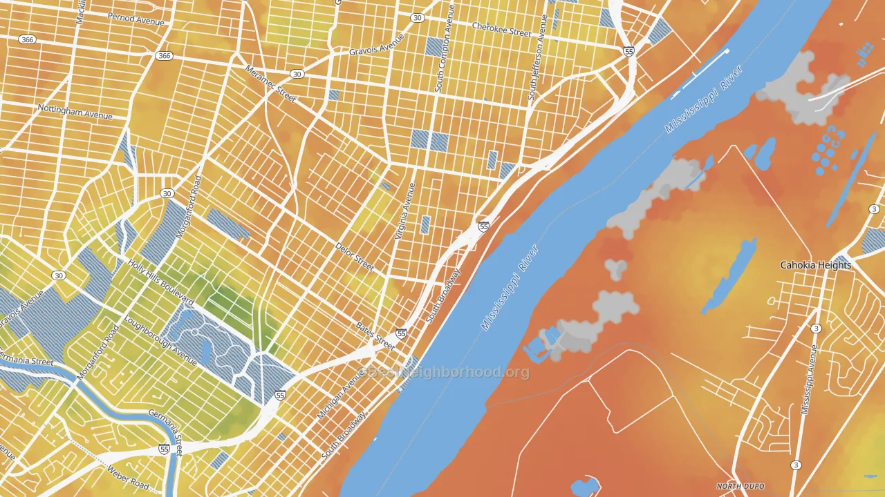Bike Grade map of Mount Pleasant, St. Louis, MO