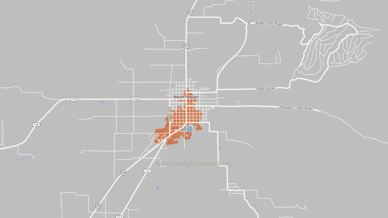 Bike Grade map of Mount Pleasant, UT