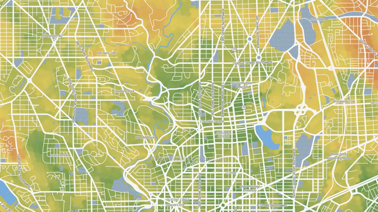 Bike Grade map of Mount Pleasant, Washington, DC