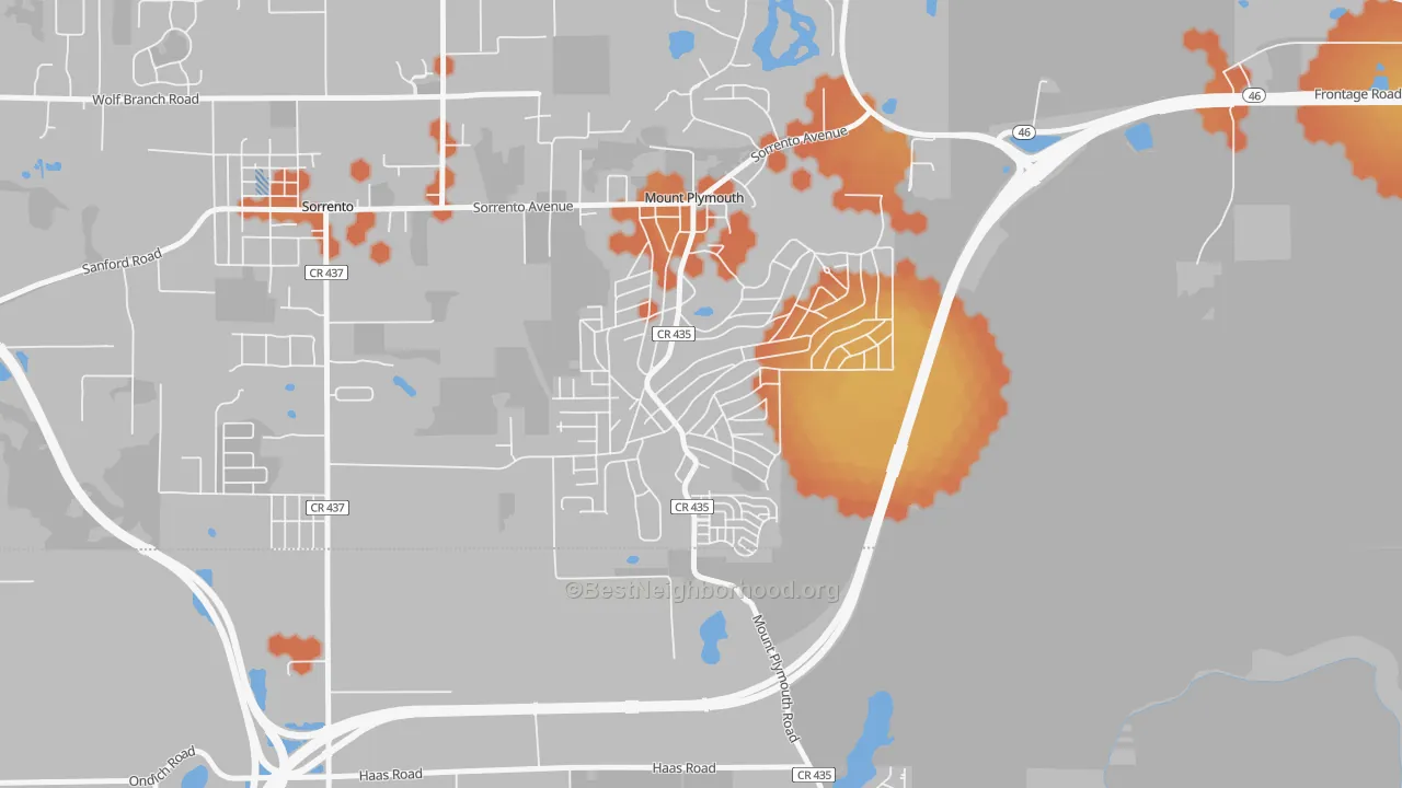 Bike Grade map of Mount Plymouth, FL