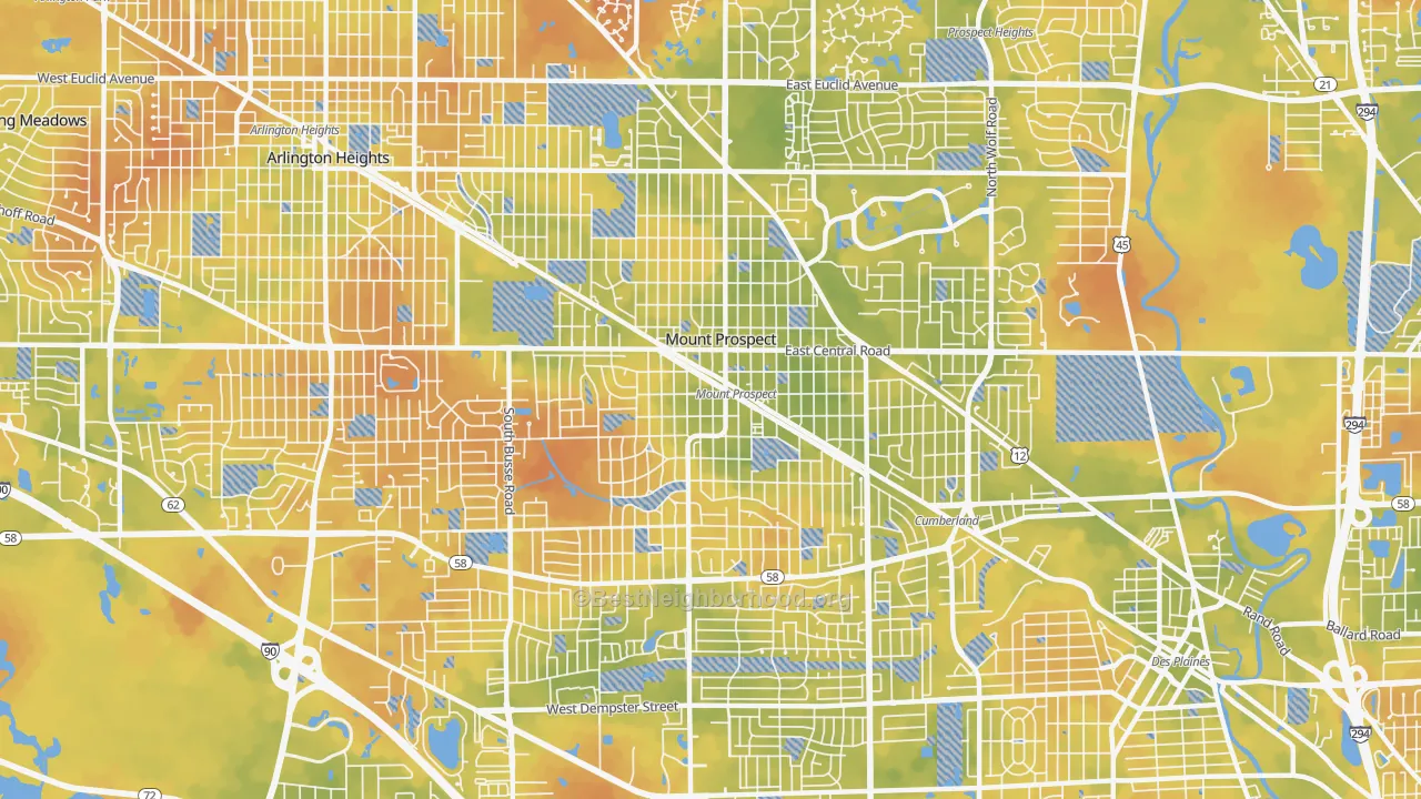 Bike Grade map of Mount Prospect, IL
