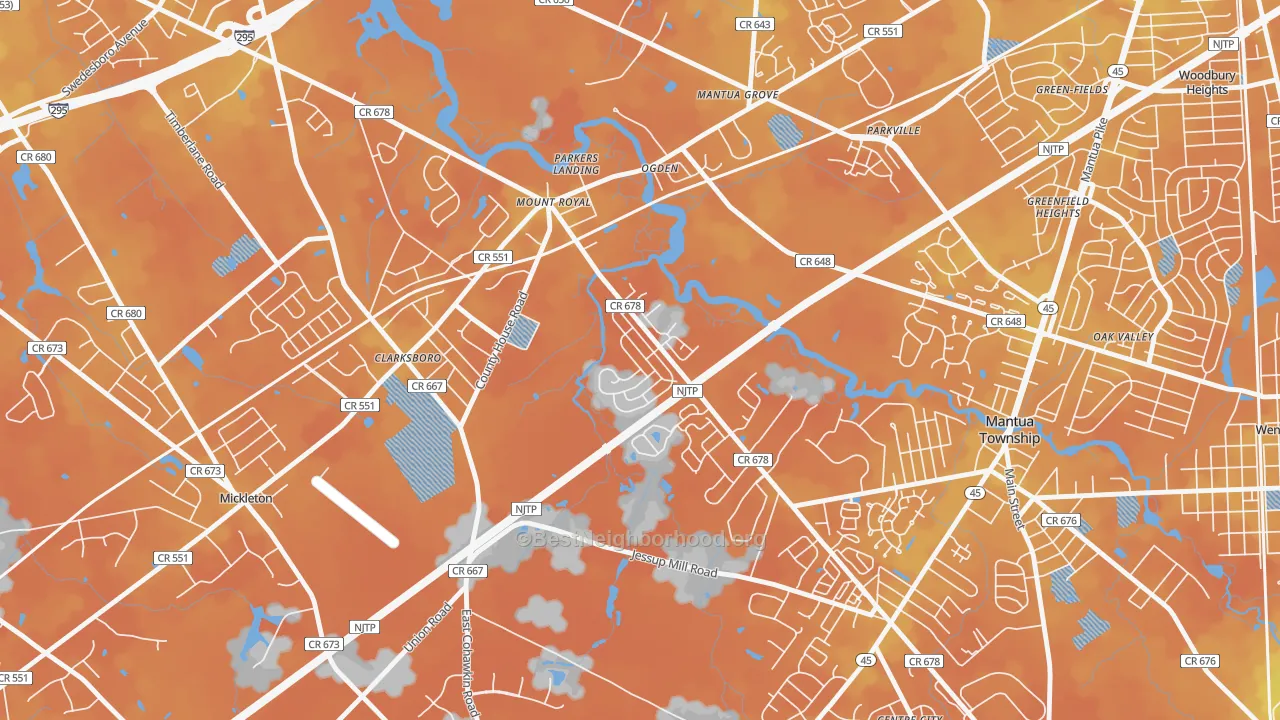 Bike Grade map of Mount Royal, NJ
