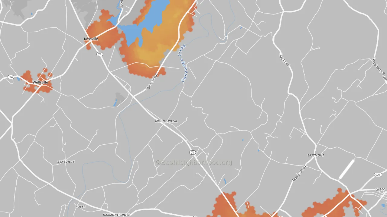 Bike Grade map of Mount Royal, PA