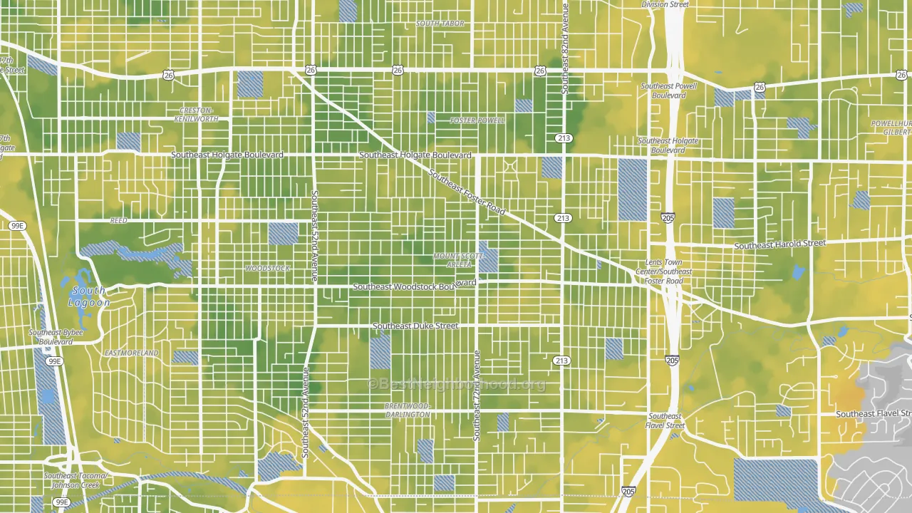 Bike Grade map of Mount Scott, Portland, OR
