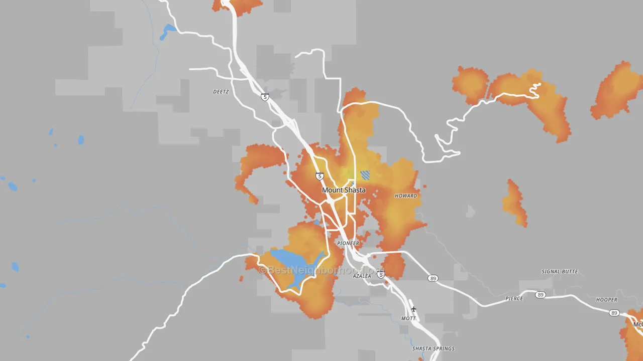 Bike Grade map of Mount Shasta, CA