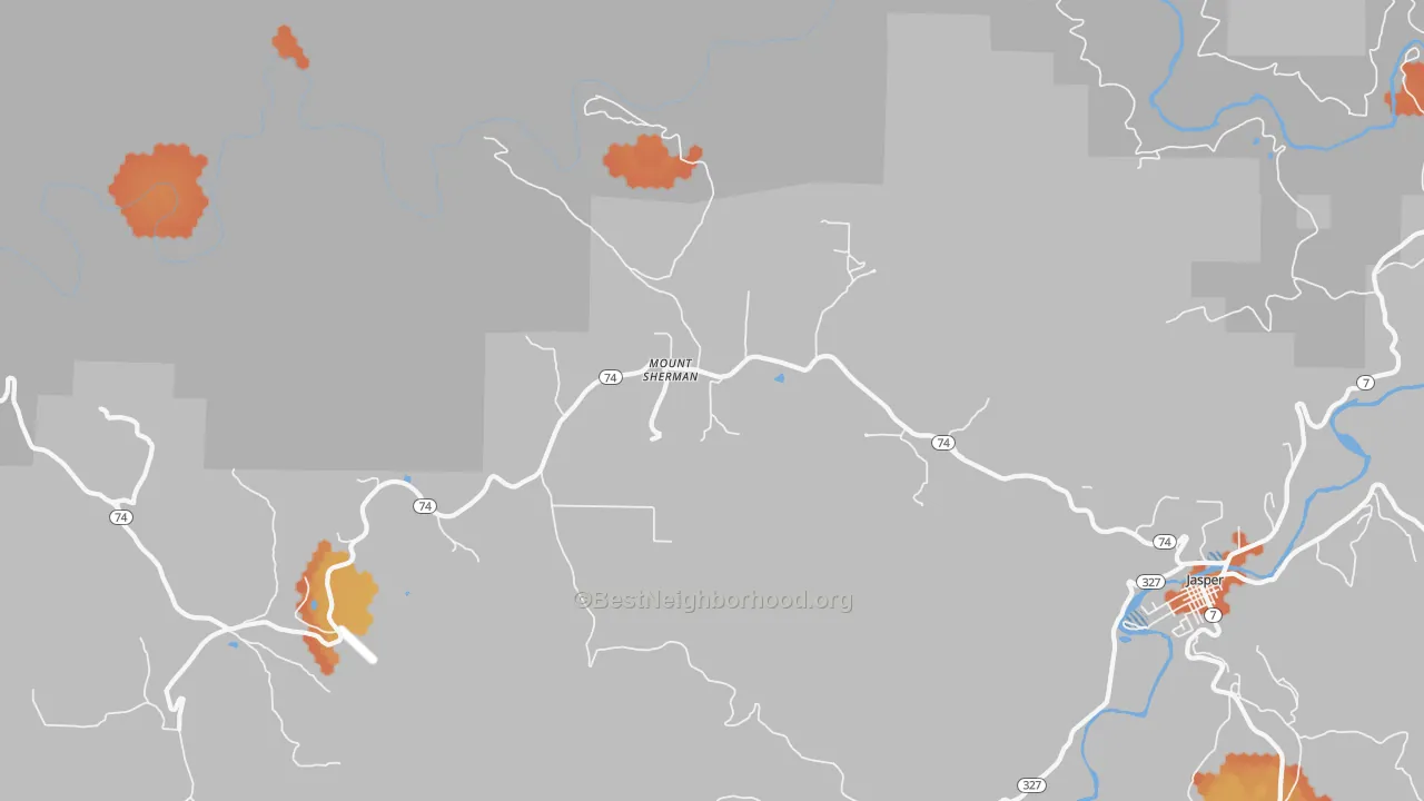 Bike Grade map of Mount Sherman, AR