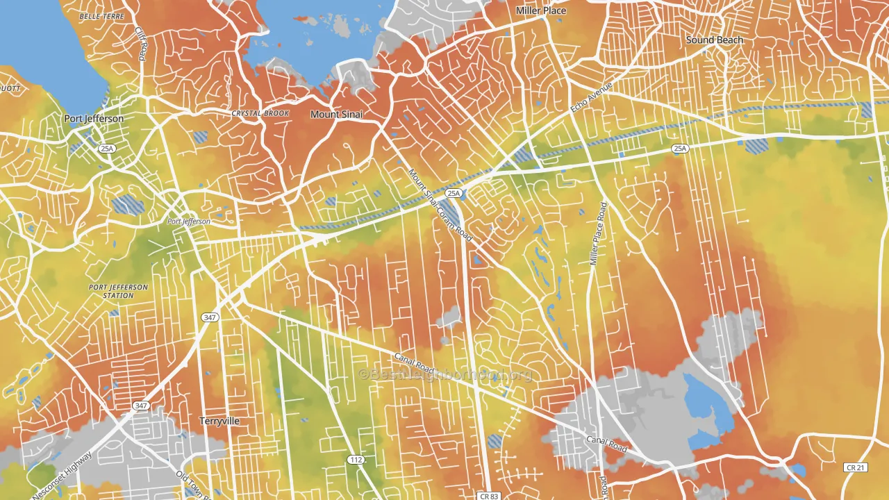 Bike Grade map of Mount Sinai, NY