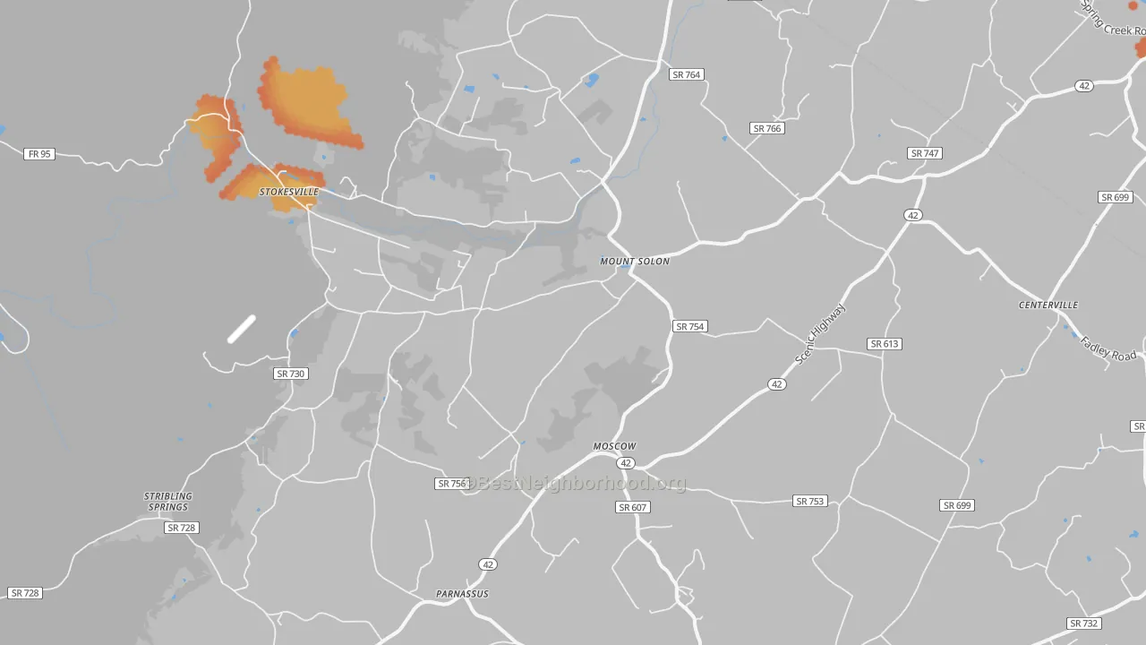 Bike Grade map of Mount Solon, VA