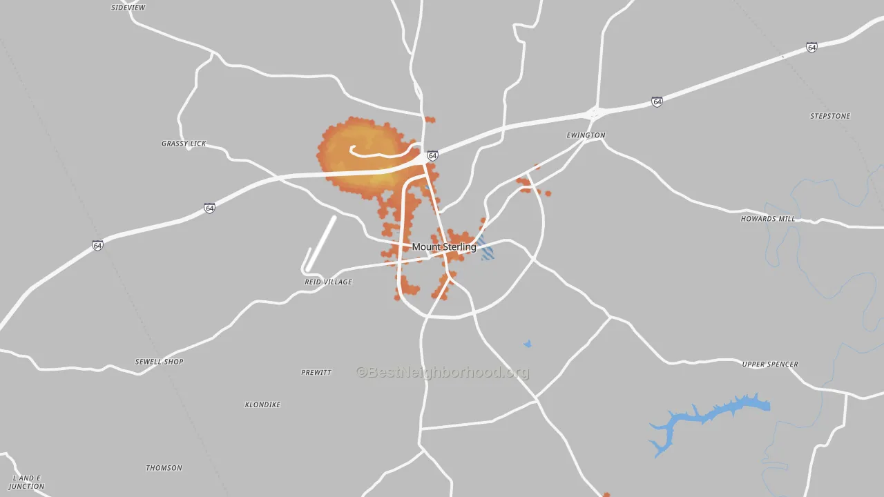 Bike Grade map of Mount Sterling, KY