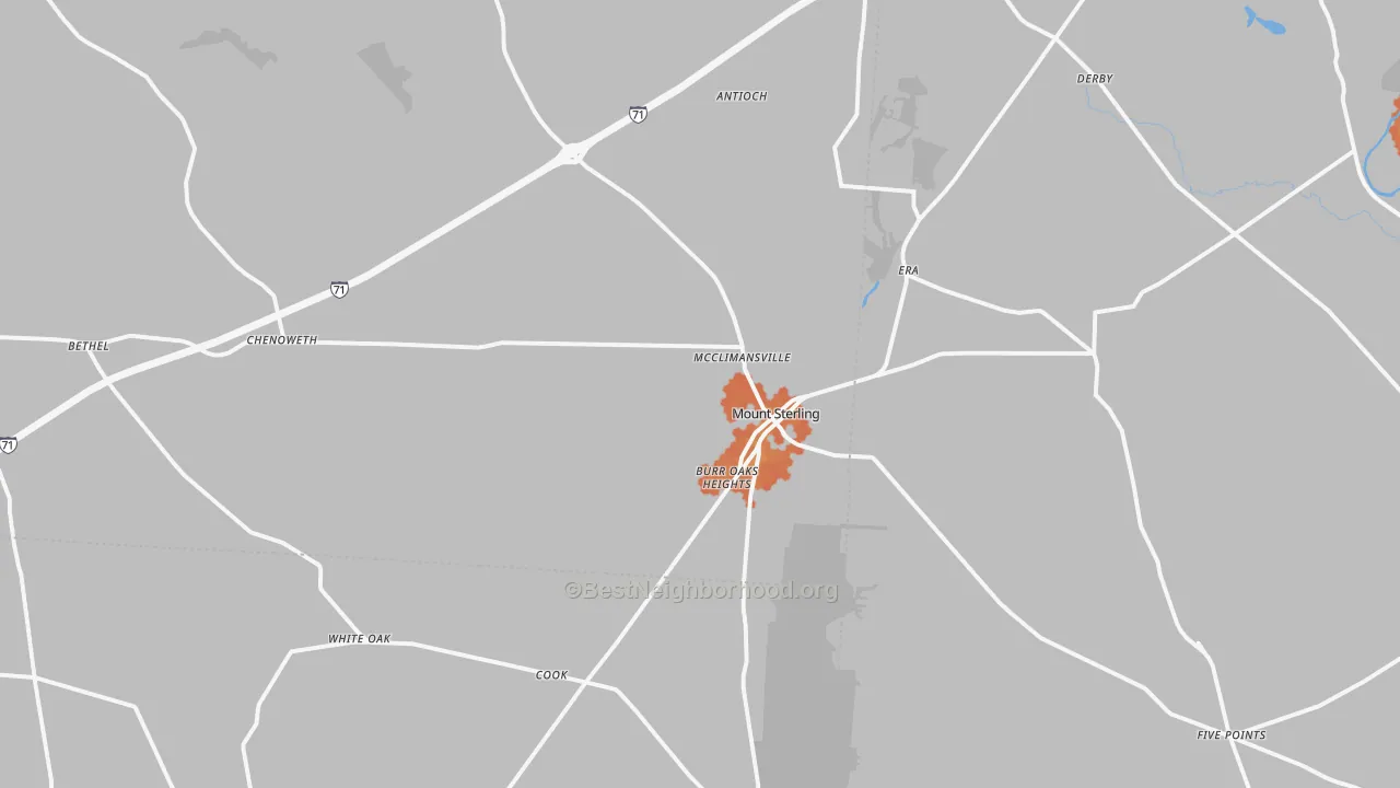 Bike Grade map of Mount Sterling, OH