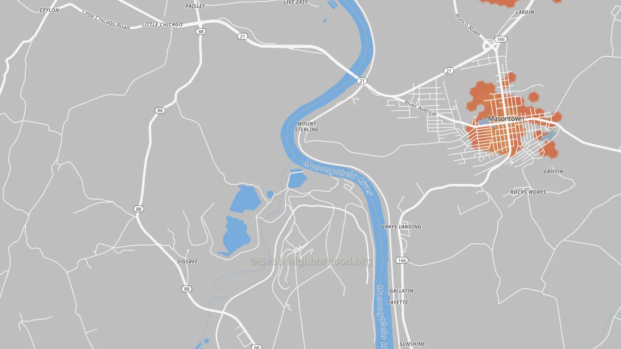 Bike Grade map of Mount Sterling, PA