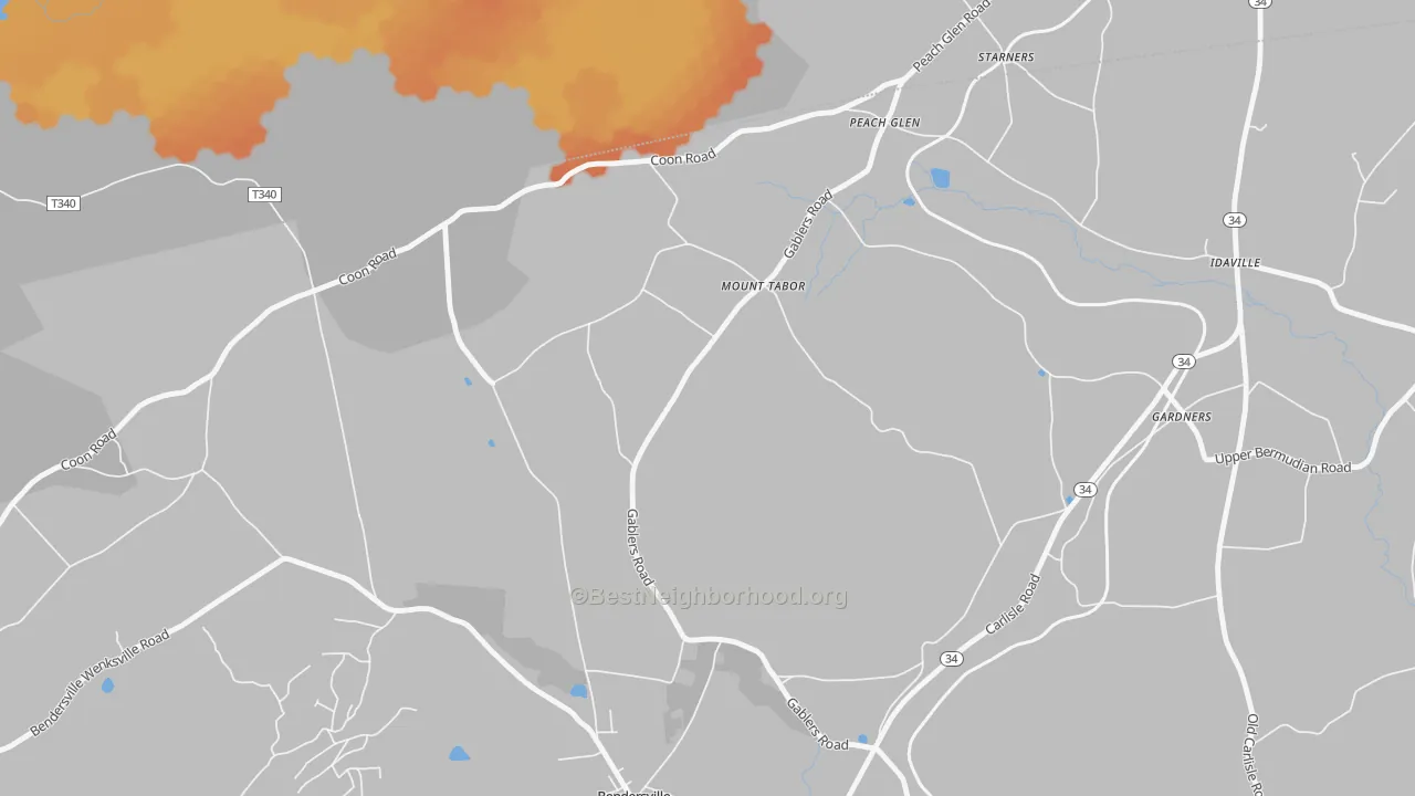Bike Grade map of Mount Tabor, PA
