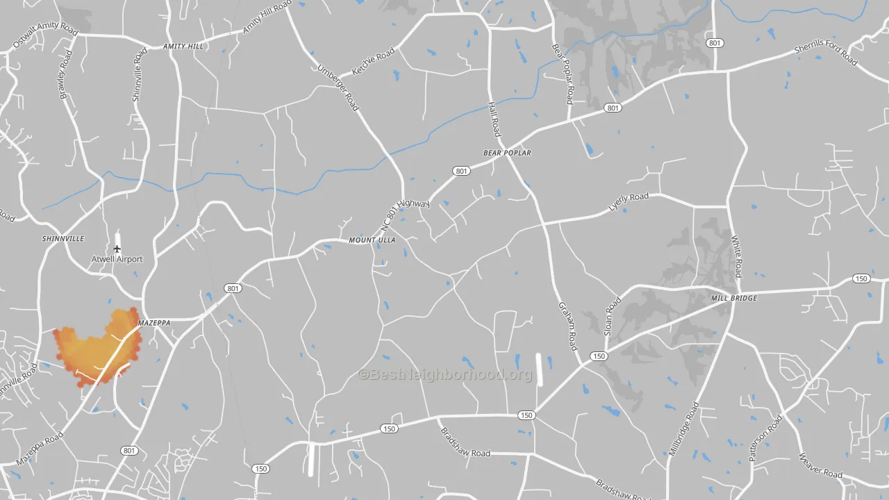 Bike Grade map of Mount Ulla, NC