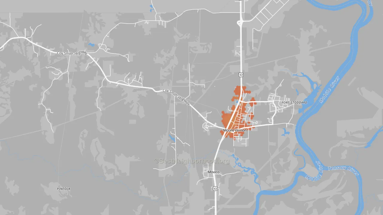 Bike Grade map of Mount Vernon, AL