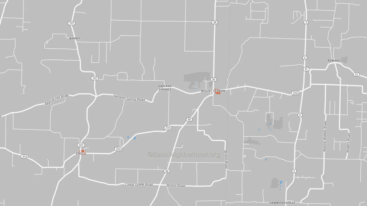 Bike Grade map of Mount Vernon, AR