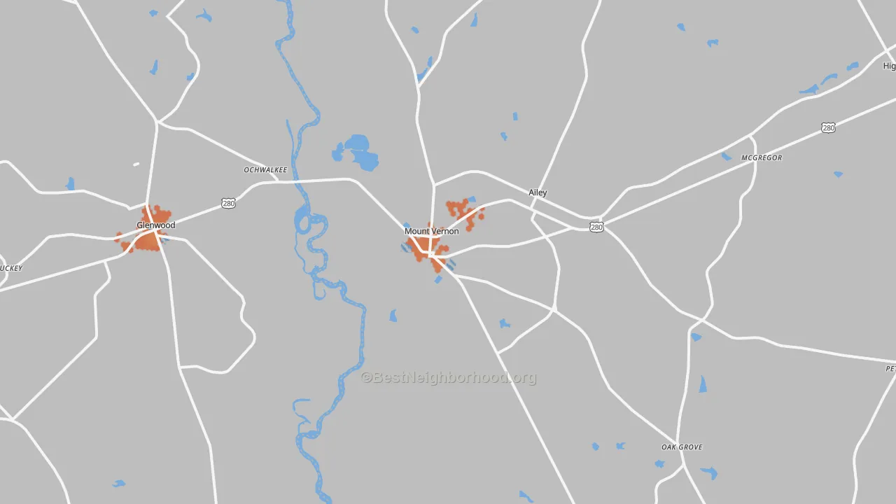 Bike Grade map of Mount Vernon, GA